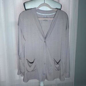 LIVE 2 LOUNGE Long Sleeve Button-Up Front Taupe Ribbed Tunic XL